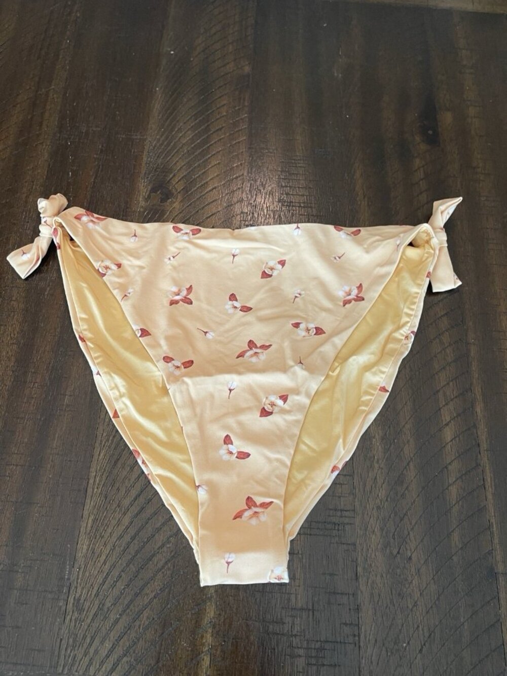 NWT We Wore What Onia Yellow Amber Floral Bow Bikini Swim Bottom Beach Pool